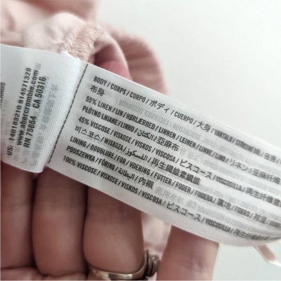 Abercrombie & Fitch Off The Shoulder Linen Blend Top Crop Top Blush Pink Medium - Picture 4 of 6